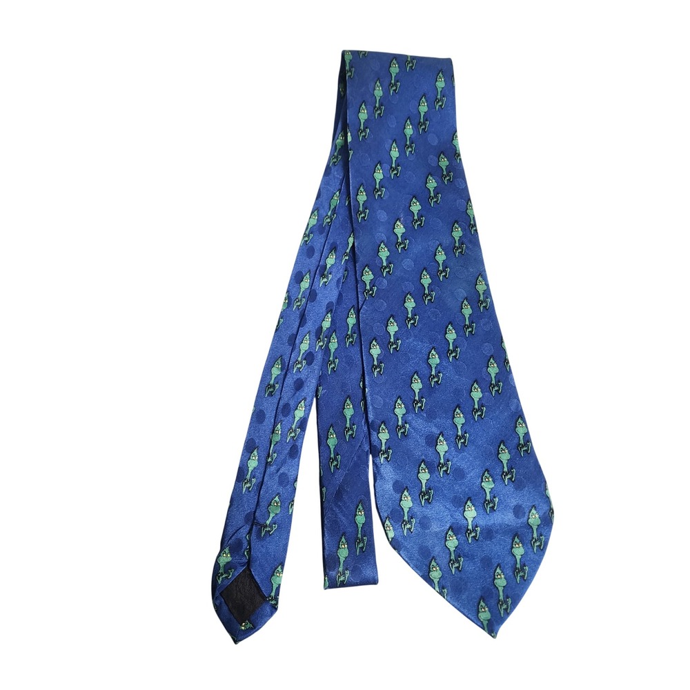Vintage Seuss The Grinch‎ Mens Blue Silk Necktie 1994